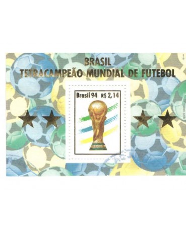 B98  BRASIL TETRACAMPEÃO MUNDIAL DE FUTEBOL (EUA) CARIMBADO/USADO  7653 